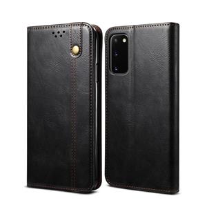 huismerk Voor Samsung Galaxy S20 / S20 FE Simple Wax Crazy Horse Texture Horizontale Flip Lederen case met kaartslots & portemonnee(zwart)