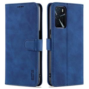 Voor OPPO A16 AZNS Skin Feel Kalf Textuur Horizontale Flip Lederen Case met Kaart Slots &Holder &Portemonnee (Blauw)