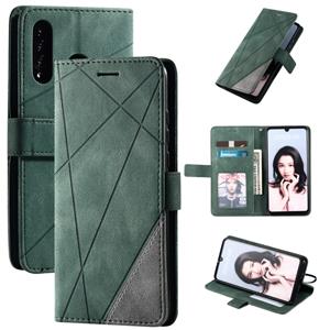 Huismerk Voor Huawei P30 Lite Skin Feel Splicing Horizontal Flip Leather Case met Holder & Card Slots & Wallet & Photo Frame(Groen)