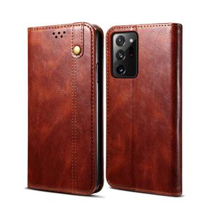 huismerk Voor Samsung Galaxy S20 Plus Simple Wax Crazy Horse Texture Horizontale Flip Lederen case met kaartslots & portemonnee(bruin)