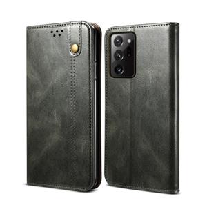 huismerk Voor Samsung Galaxy S20 Plus Simple Wax Crazy Horse Texture Horizontale Flip Lederen case met kaartslots & portemonnee (donkergroen)