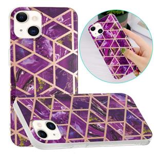 huismerk Electroplating TPU-beschermhoes voor iPhone 13 (Purple Rhombus)