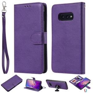 huismerk For Galaxy S10e Solid Color Horizontal Flip Protective Case with Holder & Card Slots & Wallet & Photo Frame & Lanyard(Purple)