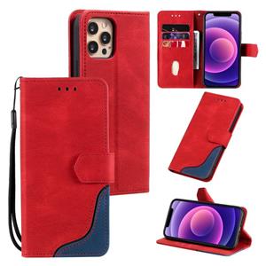 huismerk Drie-kleuren stiksels kalfstructuur horizontale flip lederen tas met houder & kaart slots & portefeuille voor iPhone 12 mini