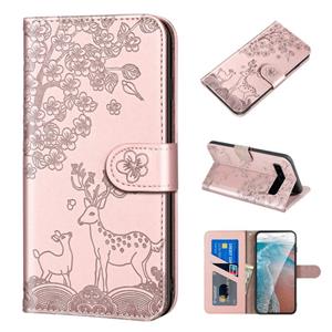 huismerk Voor Samsung Galaxy S10 Sika Deer Embossing Patroon Horizontale Flip PU Lederen Case Met Houder & Card Slot & Portemonnee & Fotolijst (Rose Gold)