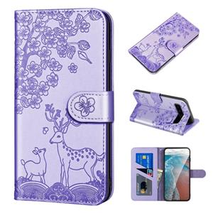 huismerk Voor Samsung Galaxy S10 Sika Deer Embossing Patroon Horizontale Flip PU Lederen Case met Houder & Card Slot & Portemonnee & Fotolijst (Paars)