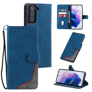 huismerk Drie-kleuren stiksels kalfstructuur horizontale flip lederen tas met houder & kaart slots & portemonnee voor Samsung Galaxy S21 5G