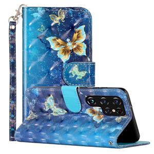 huismerk Voor Samsung Galaxy S22 Ultra 5G 3D Patroon Horizontale Flip PU Lederen Telefoonhoes (Rankine Butterfly)