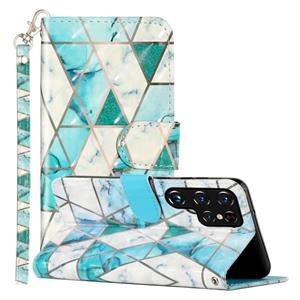 huismerk Voor Samsung Galaxy S22 Ultra 5G 3D Patroon Horizontale Flip PU-lederen telefoonhoes (Marble)