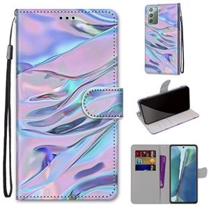 huismerk Voor Samsung Galaxy Note20 Gekleurde tekening kruistextuur Horizontale Flip PU Lederen case met Holder & Card Slots & Wallet & Lanyard (Fluorescerend