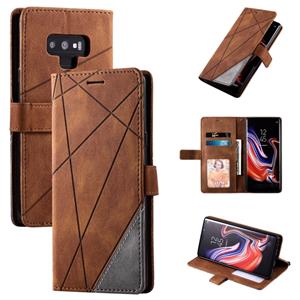 huismerk Voor Samsung Galaxy Note9 Skin Feel Splicing Horizontal Flip Leather Case met Holder & Card Slots & Wallet & Photo Frame(Brown)