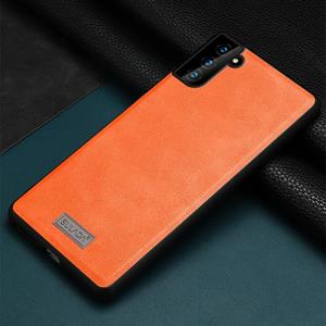 Voor Samsung Galaxy S21+ 5G SULADA Schokbestendige TPU + Handgemaakte lederen beschermhoes(oranje)