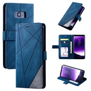 huismerk Voor Samsung Galaxy S8 Plus Skin Feel Splicing Horizontal Flip Leather Case met Holder & Card Slots & Wallet & Photo Frame(Blauw)