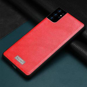 Voor Samsung Galaxy S21 Ultra 5G SULADA Schokbestendige TPU + Handgemaakte lederen beschermhoes(rood)