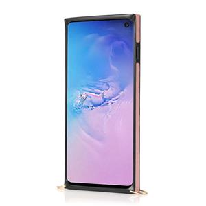 huismerk Voor Samsung Galaxy S10 Plus polsband PU+TPU Schokbestendige beschermhoes met Crossbody Lanyard & Holder & Card Slot (Rose Gold)