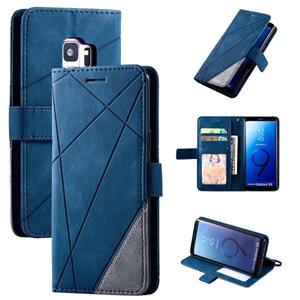 huismerk Voor Samsung Galaxy S9 Skin Feel Splicing Horizontale Flip Lederen case met Holder & Card Slots & Wallet & Photo Frame(Blauw)