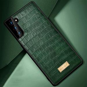 Voor Samsung Galaxy S21 5G SULADA Schokbestendige TPU + Handgemaakte lederen hoes (groen)