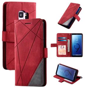 huismerk Voor Samsung Galaxy S9 Skin Feel Splicing Horizontale Flip Lederen case met Holder & Card Slots & Wallet & Photo Frame(Red)