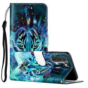 huismerk Voor Samsung Galaxy S22 5G olie reliëf patroon PU lederen telefooncase (Tiger)