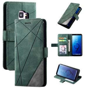 huismerk Voor Samsung Galaxy S9 Skin Feel Splicing Horizontale Flip Lederen case met Holder & Card Slots & Wallet & Photo Frame(Groen)