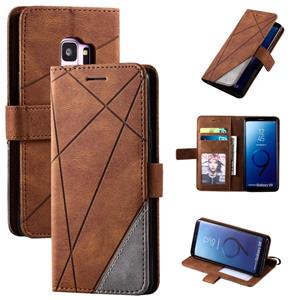 huismerk Voor Samsung Galaxy S9 Skin Feel Splicing Horizontal Flip Leather Case met Holder & Card Slots & Wallet & Photo Frame(Brown)