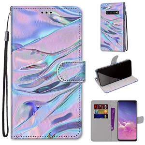 huismerk Voor Samsung Galaxy S10 Coloured Drawing Cross Texture Horizontale Flip PU Lederen case met Holder & Card Slots & Wallet & Lanyard (Fluorescerend wate