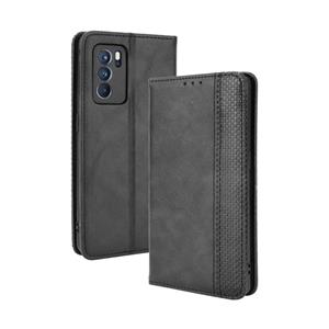 huismerk For OPPO Reno6 Pro 5G Magnetic Buckle Retro Crazy Horse Texture Horizontal Flip Leather Case with Holder & Card Slots & Photo Frame(Black)