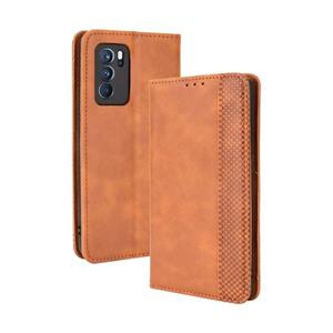 huismerk For OPPO Reno6 Pro 5G Magnetic Buckle Retro Crazy Horse Texture Horizontal Flip Leather Case with Holder & Card Slots & Photo Frame(Brown)