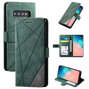 huismerk Voor Samsung Galaxy S10 Skin Feel Splicing Horizontal Flip Leather Case met Holder & Card Slots & Wallet & Photo Frame(Groen)