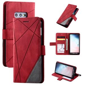 huismerk Voor Samsung Galaxy S10e Skin Feel Splicing Horizontal Flip Leather Case met Holder & Card Slots & Wallet & Photo Frame(Red)