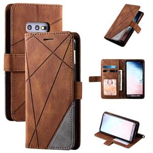 huismerk Voor Samsung Galaxy S10e Skin Feel Splicing Horizontal Flip Leather Case met Holder & Card Slots & Wallet & Photo Frame(Brown)