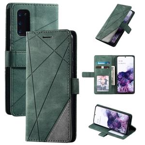 huismerk Voor Samsung Galaxy S20 Skin Feel Splicing Horizontal Flip Leather Case met Holder & Card Slots & Wallet & Photo Frame(Groen)