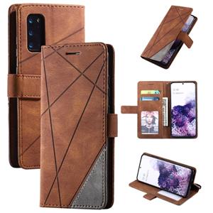 huismerk Voor Samsung Galaxy S20 Skin Feel Splicing Horizontal Flip Leather Case met Holder & Card Slots & Wallet & Photo Frame(Brown)