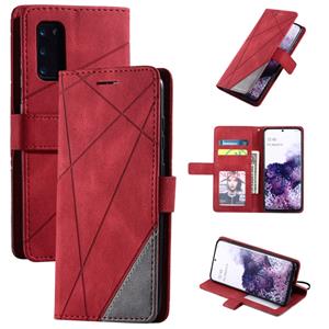 huismerk Voor Samsung Galaxy S20 Plus Skin Feel Splicing Horizontal Flip Leather Case met Holder & Card Slots & Wallet & Photo Frame(Red)