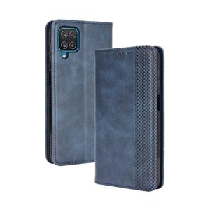 huismerk For Samsung Galaxy M32 Magnetic Buckle Retro Crazy Horse Texture Horizontal Flip Leather Case with Holder & Card Slots & Photo Frame(Blue)