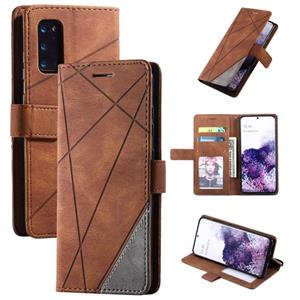 huismerk Voor Samsung Galaxy S20 Ultra Skin Feel Splicing Horizontal Flip Leather Case met Holder & Card Slots & Wallet & Photo Frame(Brown)