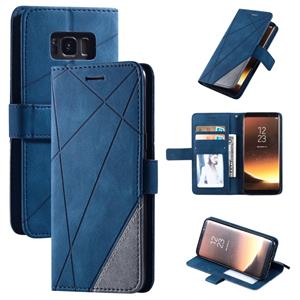 huismerk Voor Samsung Galaxy S8 Skin Feel Splicing Horizontale Flip Lederen case met Holder & Card Slots & Wallet & Photo Frame(Blauw)