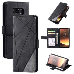 huismerk Voor Samsung Galaxy S8 Skin Feel Splicing Horizontal Flip Leather Case met Holder & Card Slots & Wallet & Photo Frame(Zwart)