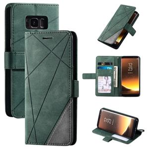 huismerk Voor Samsung Galaxy S8 Skin Feel Splicing Horizontale Flip Lederen case met Holder & Card Slots & Wallet & Photo Frame(Groen)