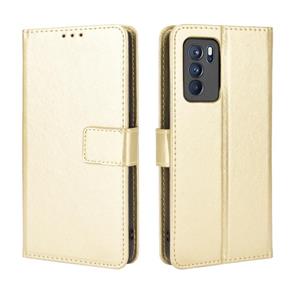 huismerk For OPPO Reno6 Pro 5G Crazy Horse Texture Horizontal Flip Leather Case with Holder & Card Slots & Lanyard(Gold)