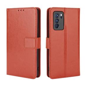 huismerk For OPPO Reno6 Pro 5G Crazy Horse Texture Horizontal Flip Leather Case with Holder & Card Slots & Lanyard(Brown)