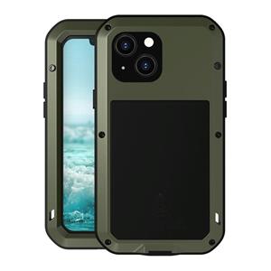 lovemei Love Mei Metal Shockproof Waterdichte stofdichte beschermende telefoonhoesje voor iPhone 13 Mini (Leger Groen)