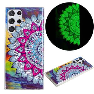 huismerk For Samsung Galaxy S22 Ultra 5G Luminous TPU Protective Phone Case(Half-flower)