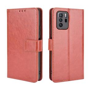 huismerk For Xiaomi Redmi Note 10 Pro 5G/Poco X3 GT Crazy Horse Texture Horizontal Flip Leather Case with Holder & Card Slots & Lanyard(Brown)