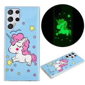 huismerk Voor Samsung Galaxy S22 Ultra 5G Lichtgevende TPU-beschermende telefooncase (Star Unicorn)