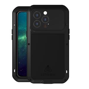 lovemei Love Mei Metal Shockproof Waterdicht Dustichte Beschermende telefoon Case voor iPhone 13 Pro (Black)