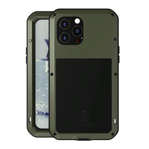 lovemei Love Mei Metal Shockproof Waterdicht Dustichte Beschermende telefoon Case voor iPhone 13 Pro Max (Leger Groen)