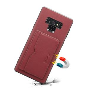 Voor Galaxy Note9 Denior V3 Luxury Car Cowhide Lederen Beschermhoes met Houder & Card Slot (Donkerrood)