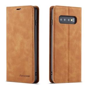 Voor Galaxy S10+ Forwenw Dream Series Oil Edge Strong Magnetism Horizontal Flip Leather Case met Holder & Card Slots & Wallet & Photo Frame(Brown)