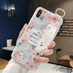 huismerk Bloemen patroon polsband zachte TPU beschermende case voor iPhone 6 plus & 6s plus (bloemen polsband model A)